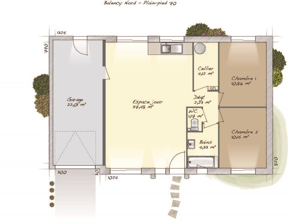 Programme terrain + maison à Terres de Bord en Eure (27) de 70 m² à vendre au prix de 234000€ - 4
