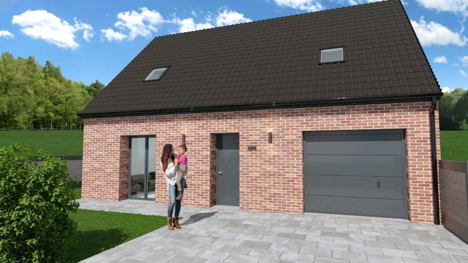 Programme terrain + maison à Bruille-lez-Marchiennes en Nord (59) de 92 m² à vendre au prix de 227000€ - 1