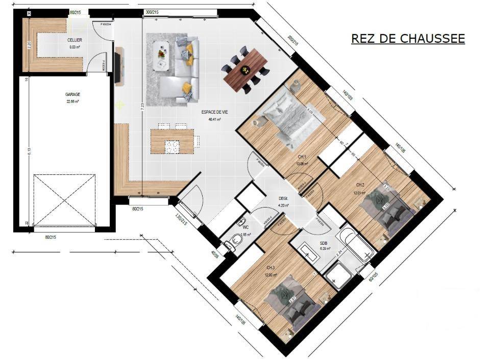 Programme terrain + maison à Écouflant en Maine-et-Loire (49) de 103 m² à vendre au prix de 277000€ - 4