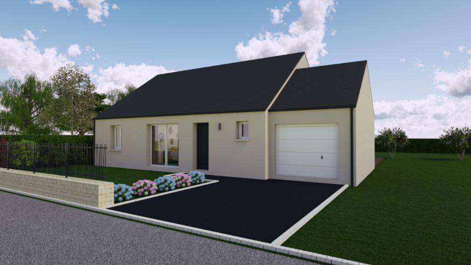 Programme terrain + maison à Saint-Laurent-de-Lin en Indre-et-Loire (37) de 80 m² à vendre au prix de 175800€ - 1