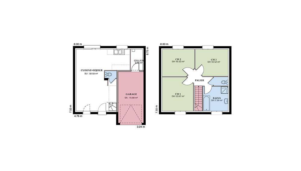 Programme terrain + maison à Yvré-le-Pôlin en Sarthe (72) de 84 m² à vendre au prix de 197026€ - 3