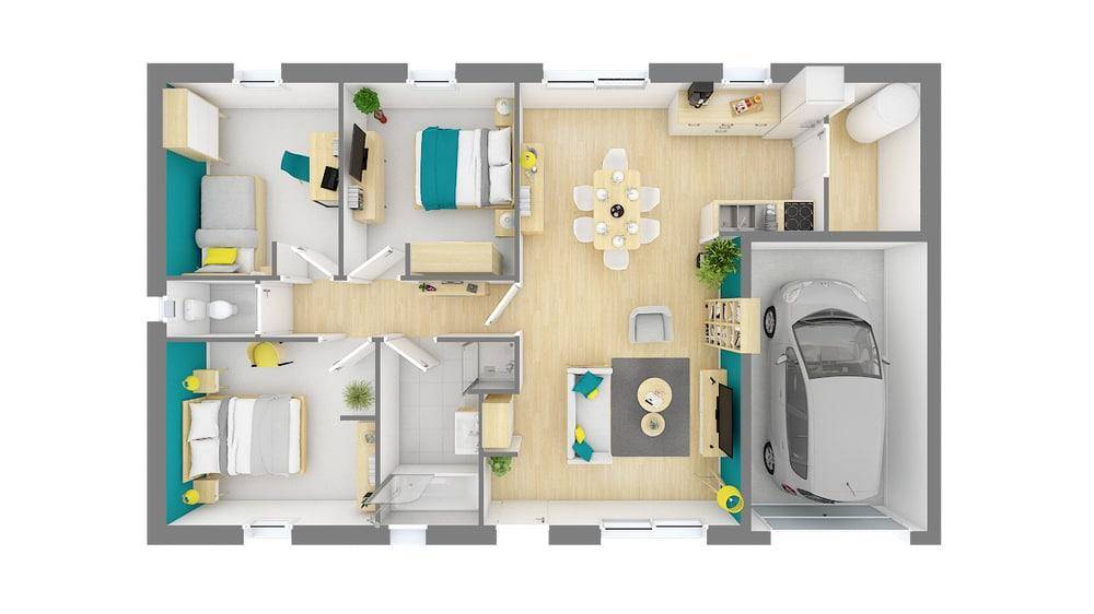 Programme terrain + maison à Saint-Germain-du-Puy en Cher (18) de 79 m² à vendre au prix de 173500€ - 4