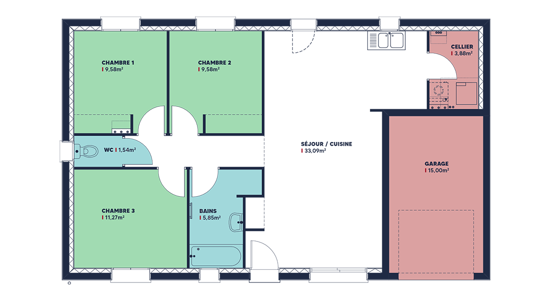 Programme terrain + maison à Cossaye en Nièvre (58) de 79 m² à vendre au prix de 140200€ - 4