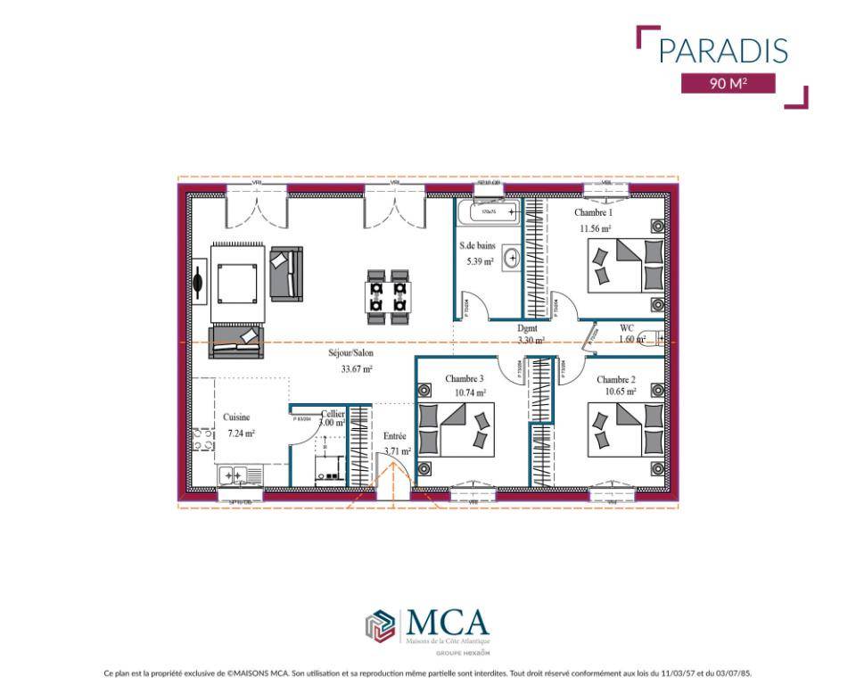 Programme terrain + maison à Bordeaux en Gironde (33) de 64 m² à vendre au prix de 273106€ - 4