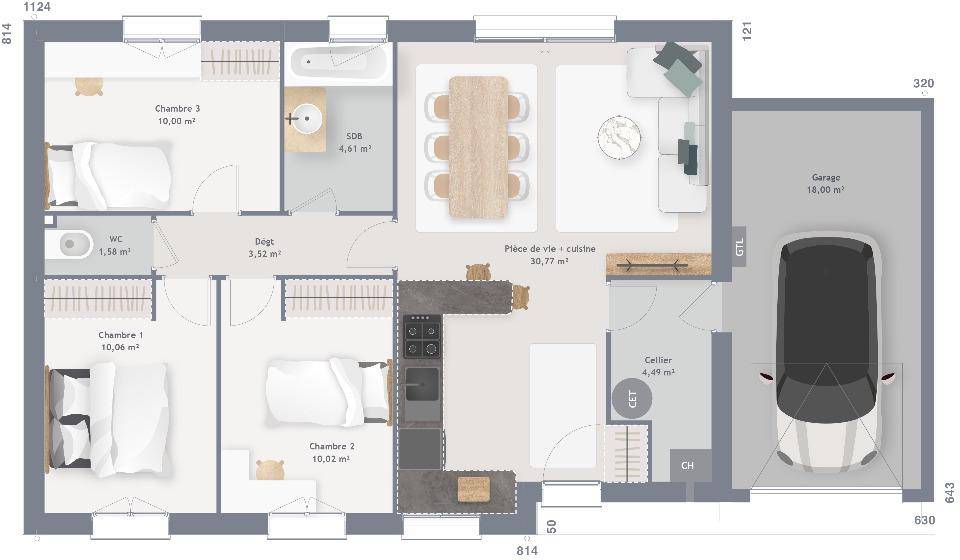 Programme terrain + maison à Meslay-du-Maine en Mayenne (53) de 75 m² à vendre au prix de 182400€ - 4