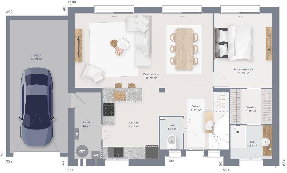 Programme terrain + maison à Osmoy en Yvelines (78) de 140 m² à vendre au prix de 386996€ - 4