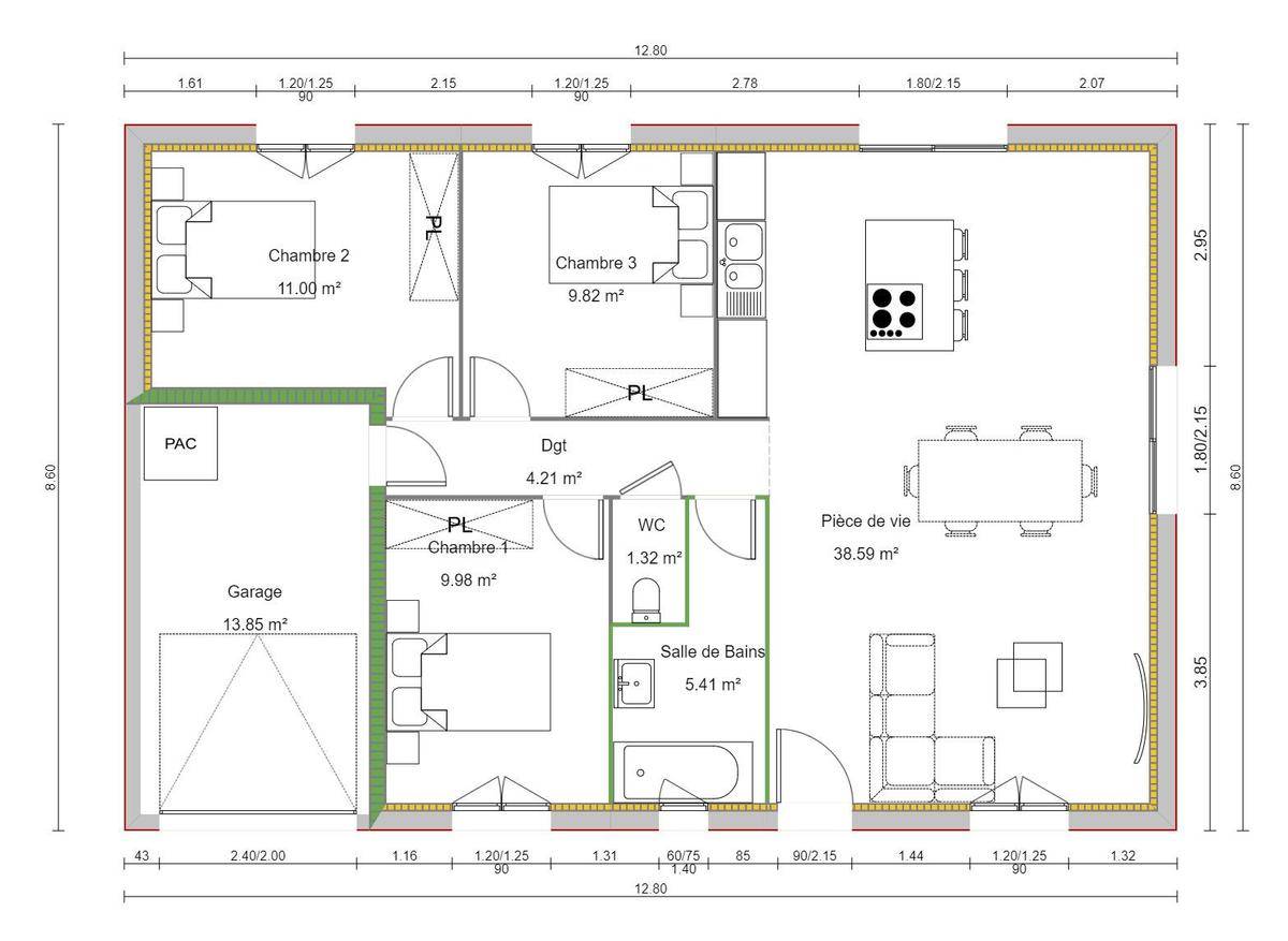 Programme terrain + maison à Coligny en Ain (01) de 79 m² à vendre au prix de 210742€ - 1