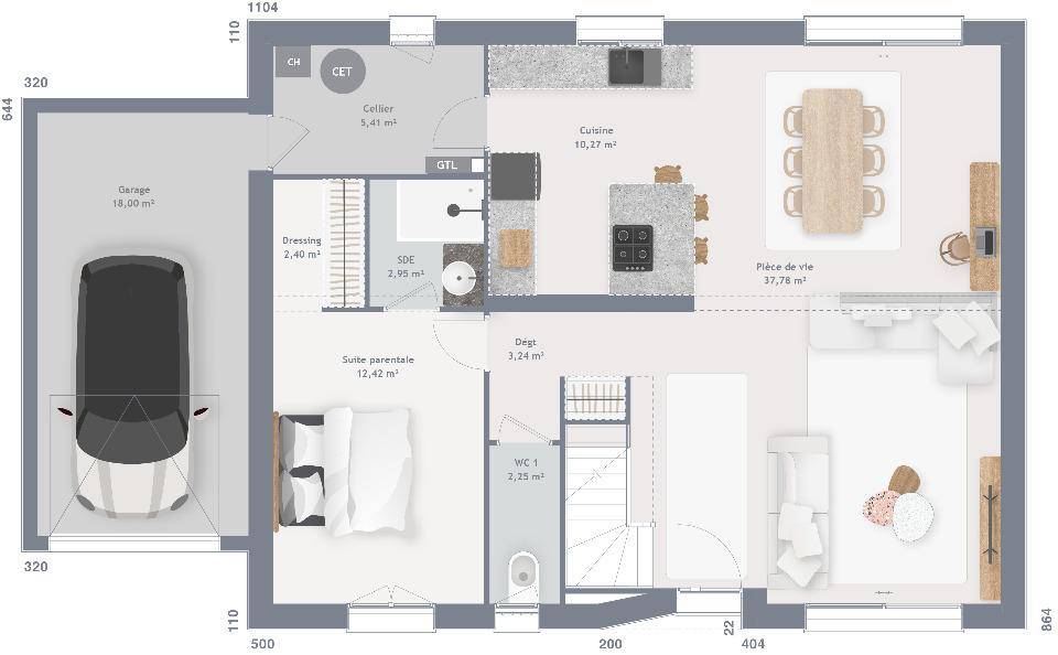 Programme terrain + maison à Camphin-en-Carembault en Nord (59) de 115 m² à vendre au prix de 354000€ - 3