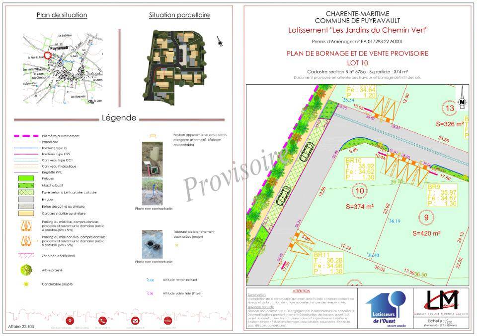 Terrain seul à Puyravault en Charente-Maritime (17) de 374 m² à vendre au prix de 44880€ - 2
