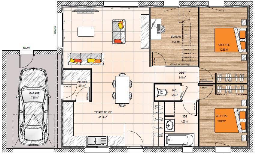 Programme terrain + maison à Val d'Erdre-Auxence en Maine-et-Loire (49) de 84 m² à vendre au prix de 214500€ - 4