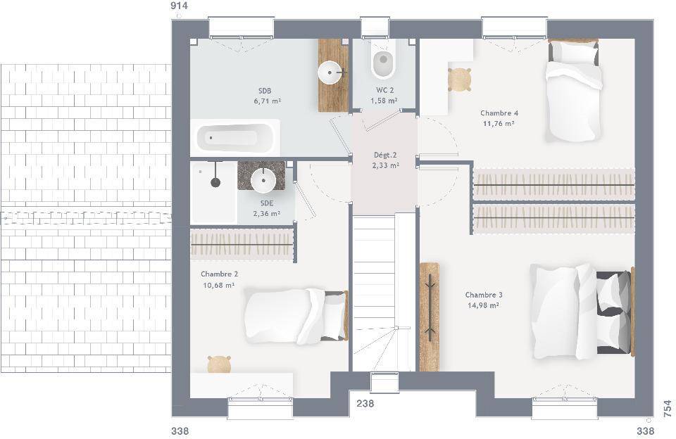 Programme terrain + maison à Camphin-en-Carembault en Nord (59) de 100 m² à vendre au prix de 295000€ - 4