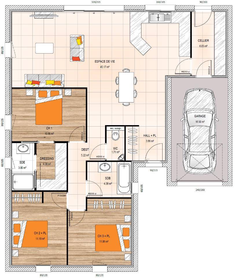 Programme terrain + maison à Nuaillé en Maine-et-Loire (49) de 106 m² à vendre au prix de 252000€ - 4