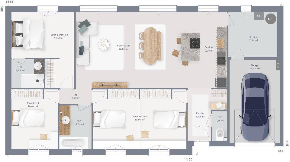 Programme terrain + maison à Savins en Seine-et-Marne (77) de 110 m² à vendre au prix de 255000€ - 4