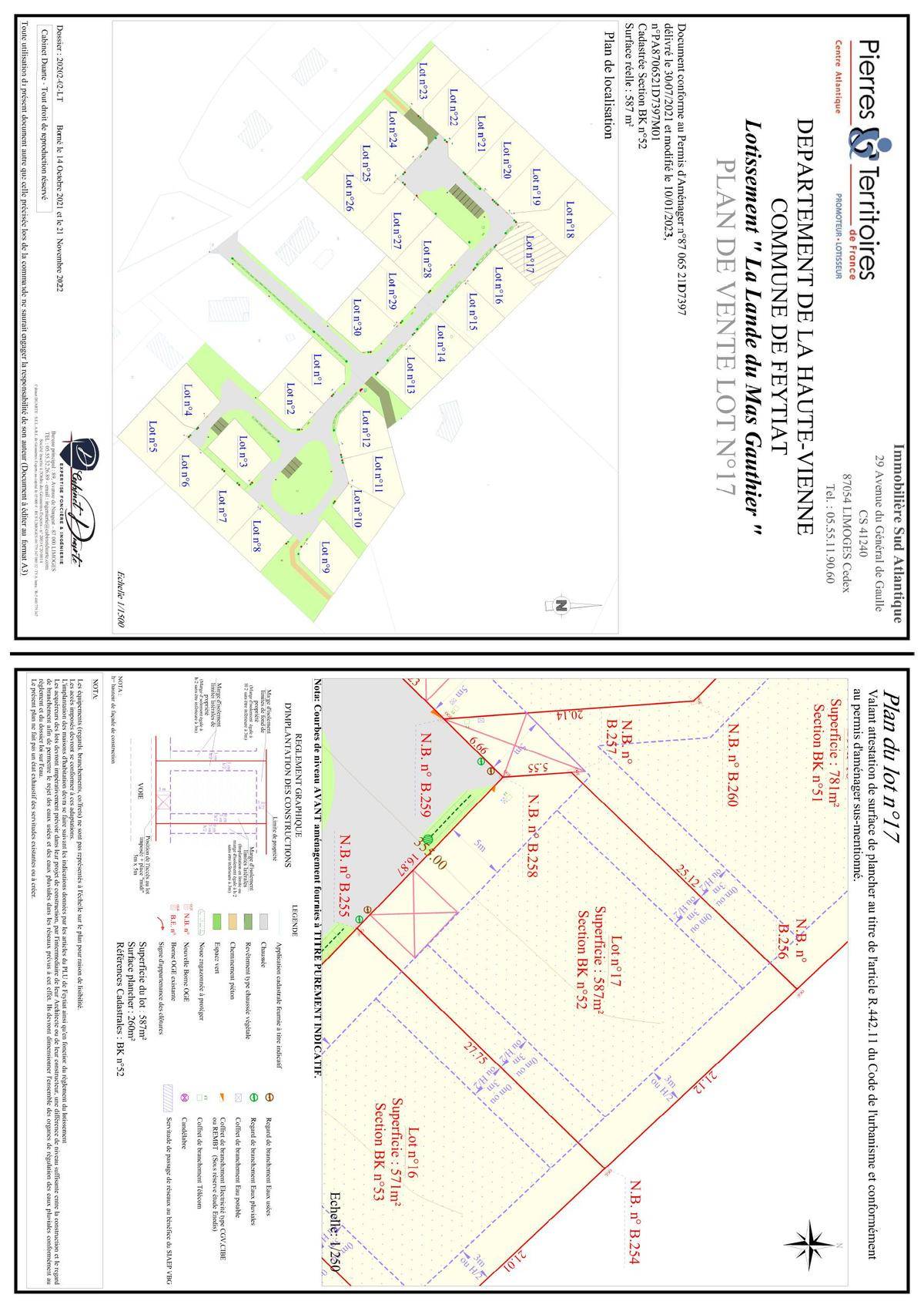 Terrain seul à Feytiat en Haute-Vienne (87) de 587 m² à vendre au prix de 74900€ - 2