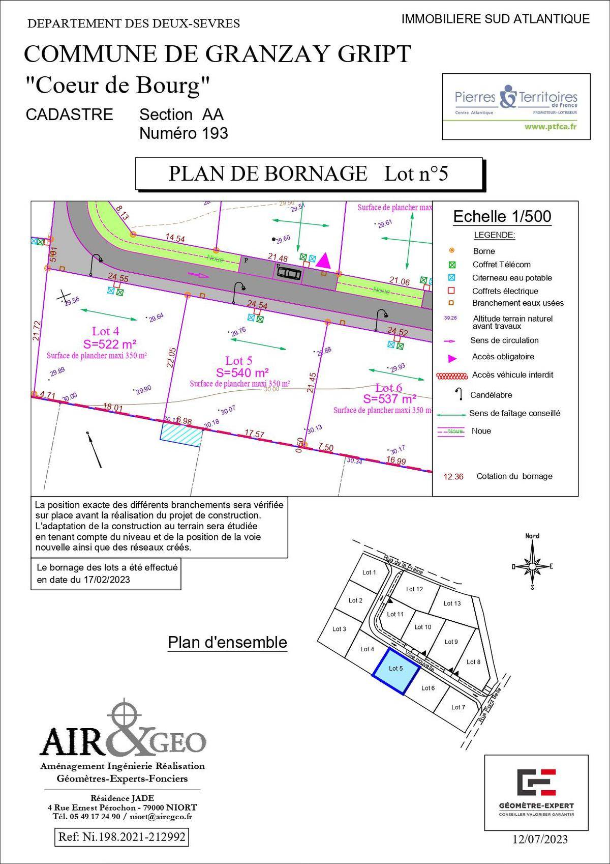 Terrain seul à Granzay-Gript en Deux-Sèvres (79) de 540 m² à vendre au prix de 48000€ - 2
