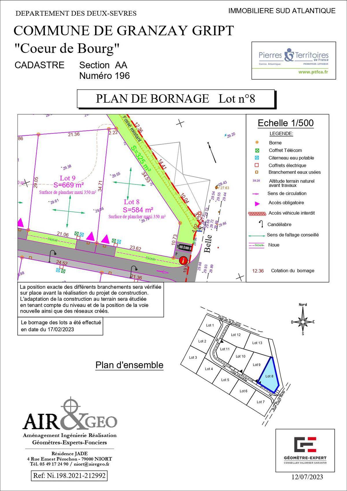 Terrain seul à Granzay-Gript en Deux-Sèvres (79) de 584 m² à vendre au prix de 49500€ - 2