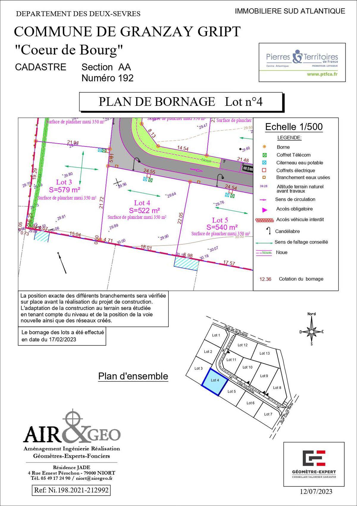Terrain seul à Granzay-Gript en Deux-Sèvres (79) de 522 m² à vendre au prix de 47000€ - 2