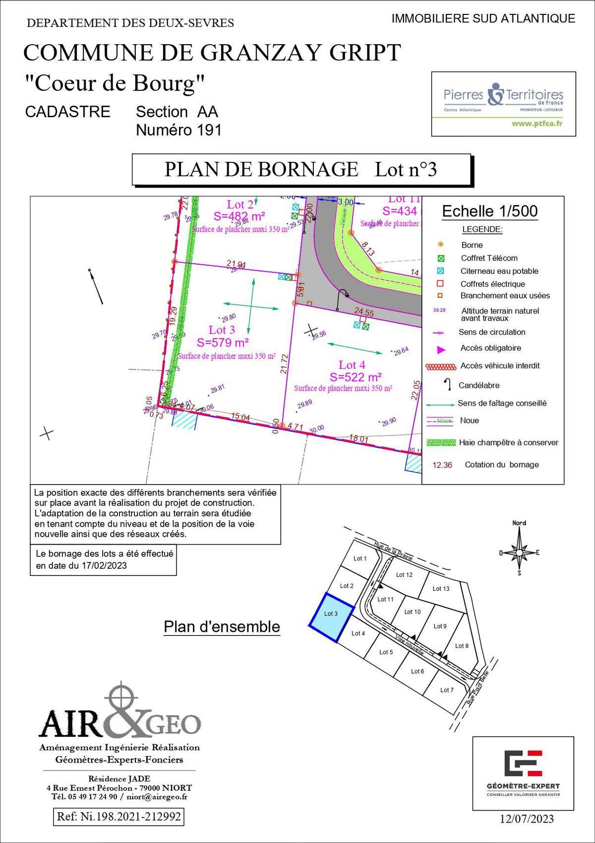 Terrain seul à Granzay-Gript en Deux-Sèvres (79) de 579 m² à vendre au prix de 49000€ - 2