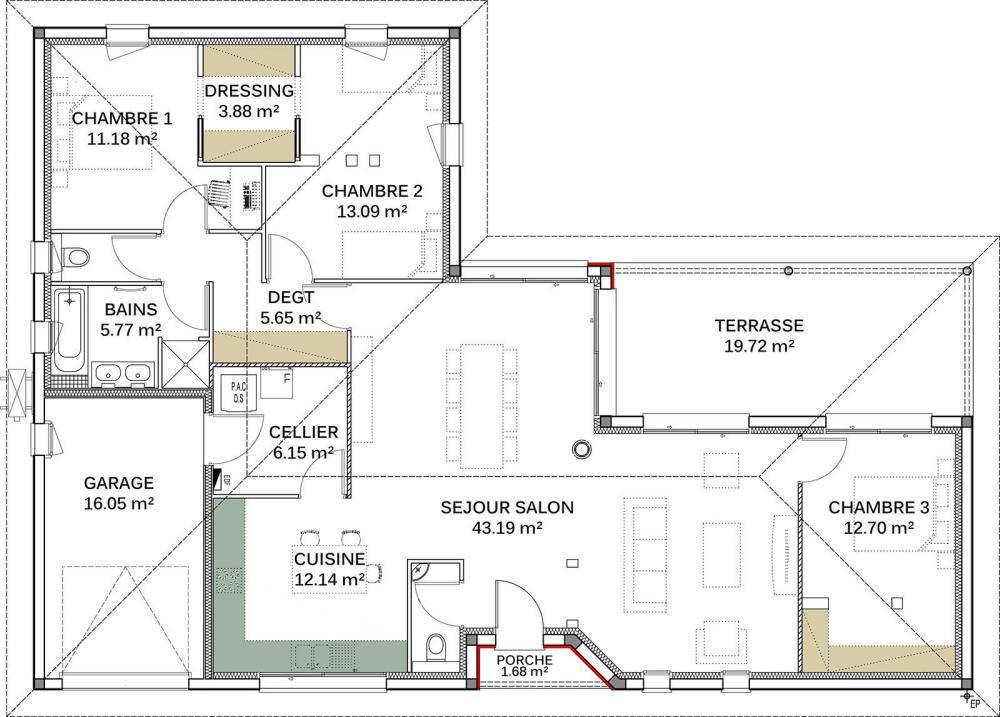 Programme terrain + maison à Campagne-d'Armagnac en Gers (32) de 118 m² à vendre au prix de 254900€ - 2
