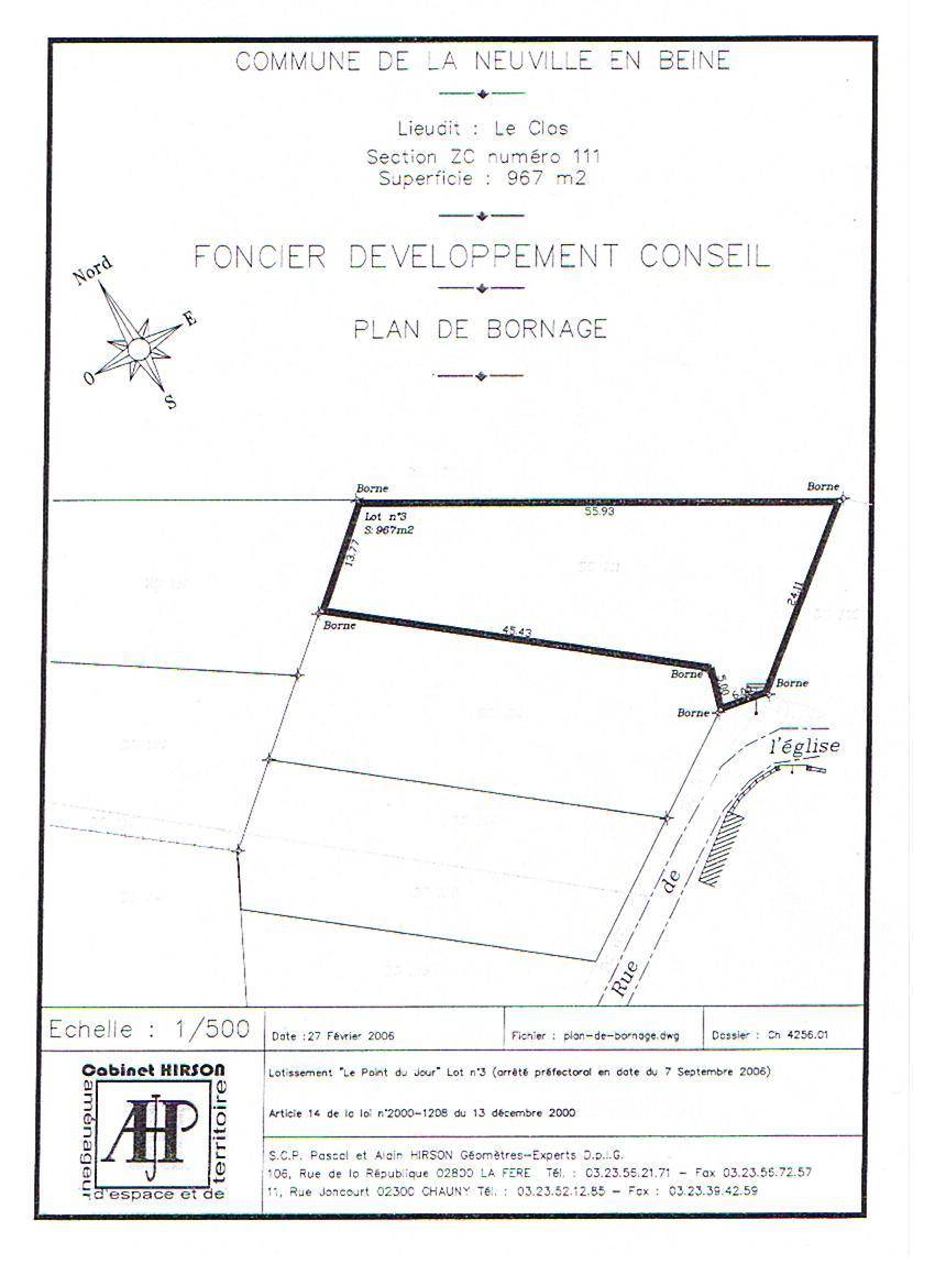 Terrain seul à La Neuville-en-Beine en Aisne (02) de 967 m² à vendre au prix de 27000€ - 2