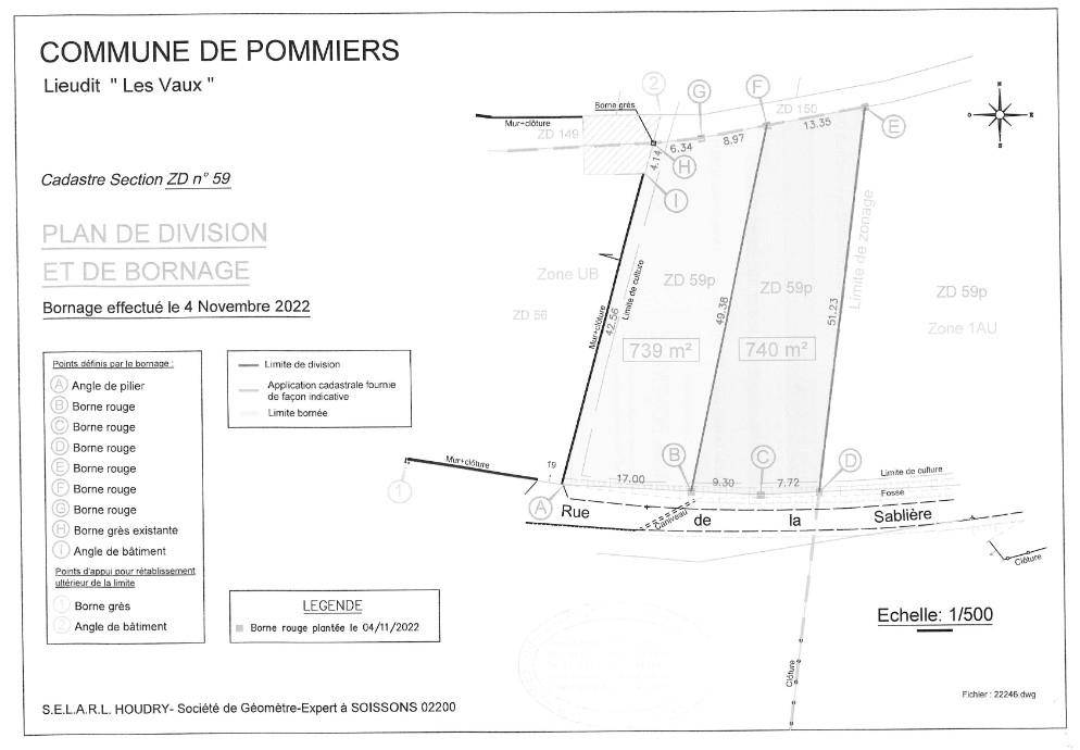 Terrain seul à Pommiers en Aisne (02) de 739 m² à vendre au prix de 78990€ - 2