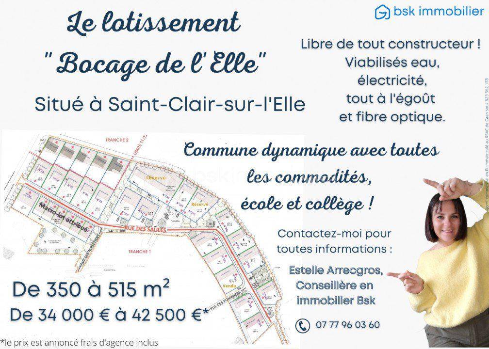 Terrain seul à Saint-Clair-sur-l'Elle en Manche (50) de 416 m² à vendre au prix de 36000€