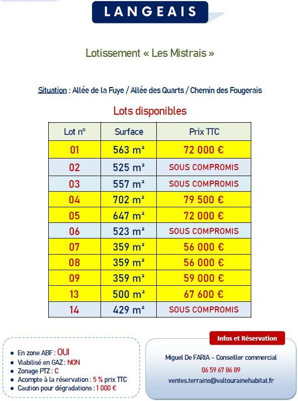 Terrain seul à Langeais en Indre-et-Loire (37) de 359 m² à vendre au prix de 56000€ - 4