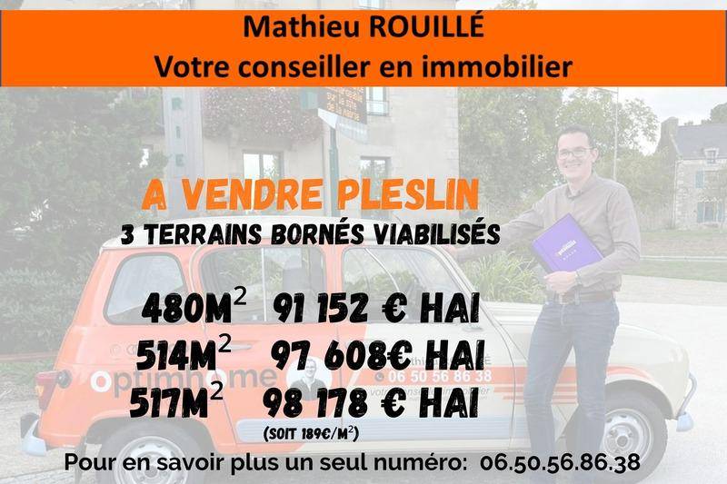 Terrain seul à Pleslin-Trigavou en Côtes-d'Armor (22) de 517 m² à vendre au prix de 98178€ - 2