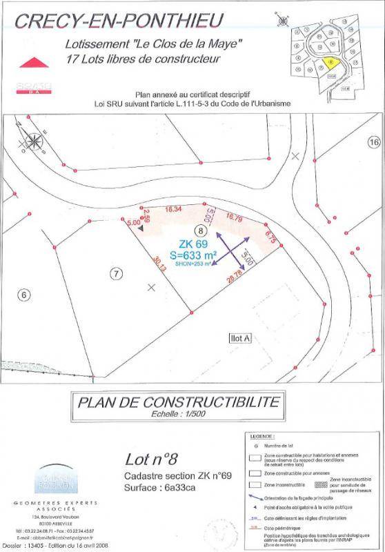 Terrain seul à Crécy-en-Ponthieu en Somme (80) de 0 m² à vendre au prix de 38300€ - 1