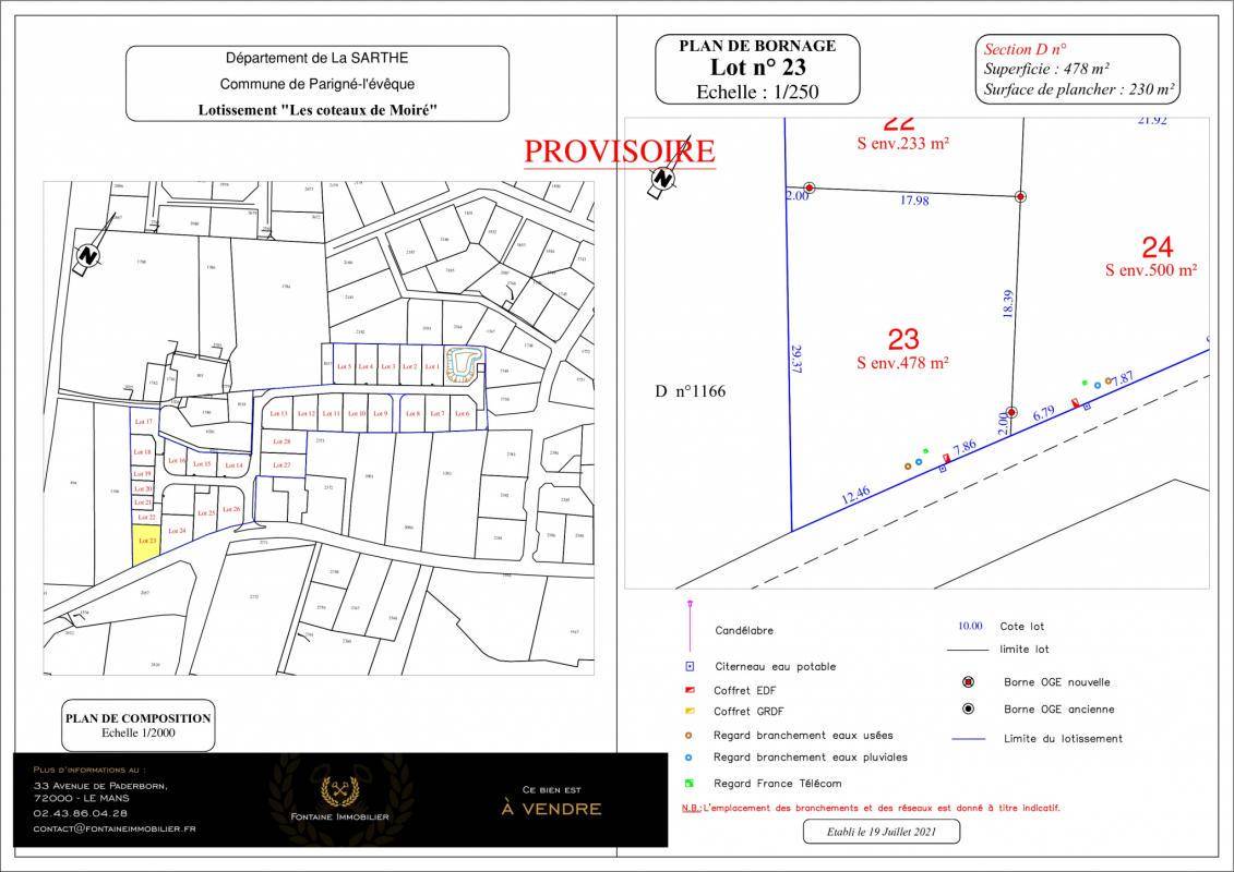 Terrain seul à Parigné-l'Évêque en Sarthe (72) de 478 m² à vendre au prix de 48500€ - 1