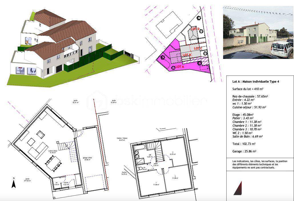 Terrain seul à Gignac en Hérault (34) de 410 m² à vendre au prix de 165000€ - 2