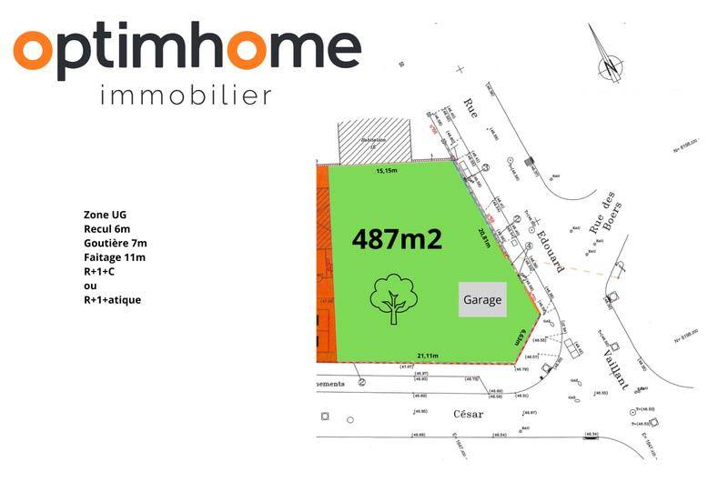 Terrain seul à Eaubonne en Val-d'Oise (95) de 487 m² à vendre au prix de 399000€ - 2