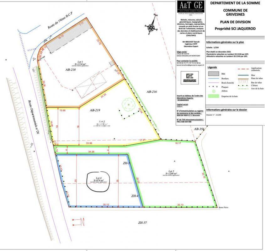 Terrain seul à Grivesnes en Somme (80) de 874 m² à vendre au prix de 44000€ - 2