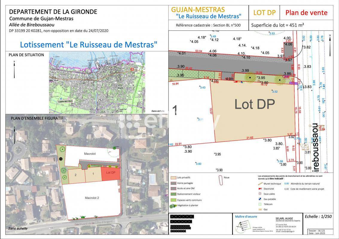 Terrain seul à Gujan-Mestras en Gironde (33) de 451 m² à vendre au prix de 265000€