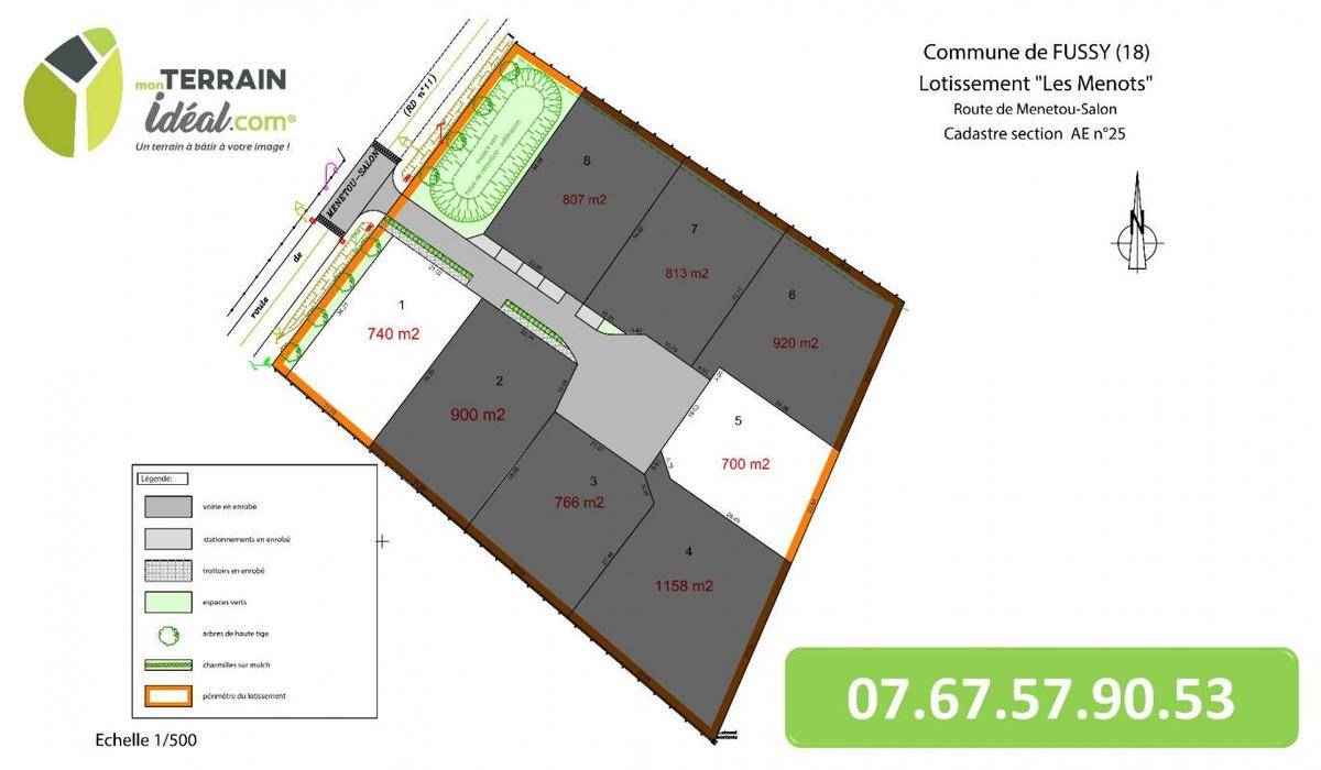 Terrain seul à Fussy en Cher (18) de 740 m² à vendre au prix de 64000€ - 1