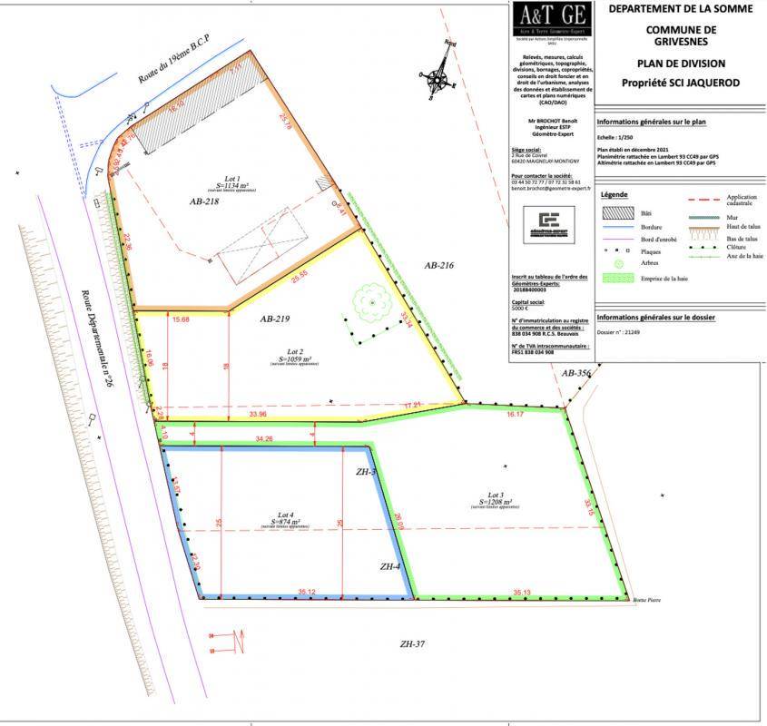 Terrain seul à Grivesnes en Somme (80) de 3067 m² à vendre au prix de 150000€ - 2