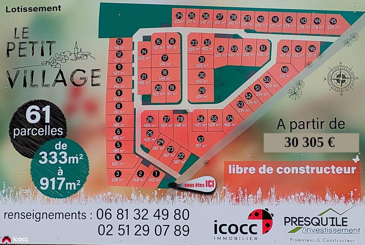 Terrain seul à Corpe en Vendée (85) de 333 m² à vendre au prix de 30305€ - 1
