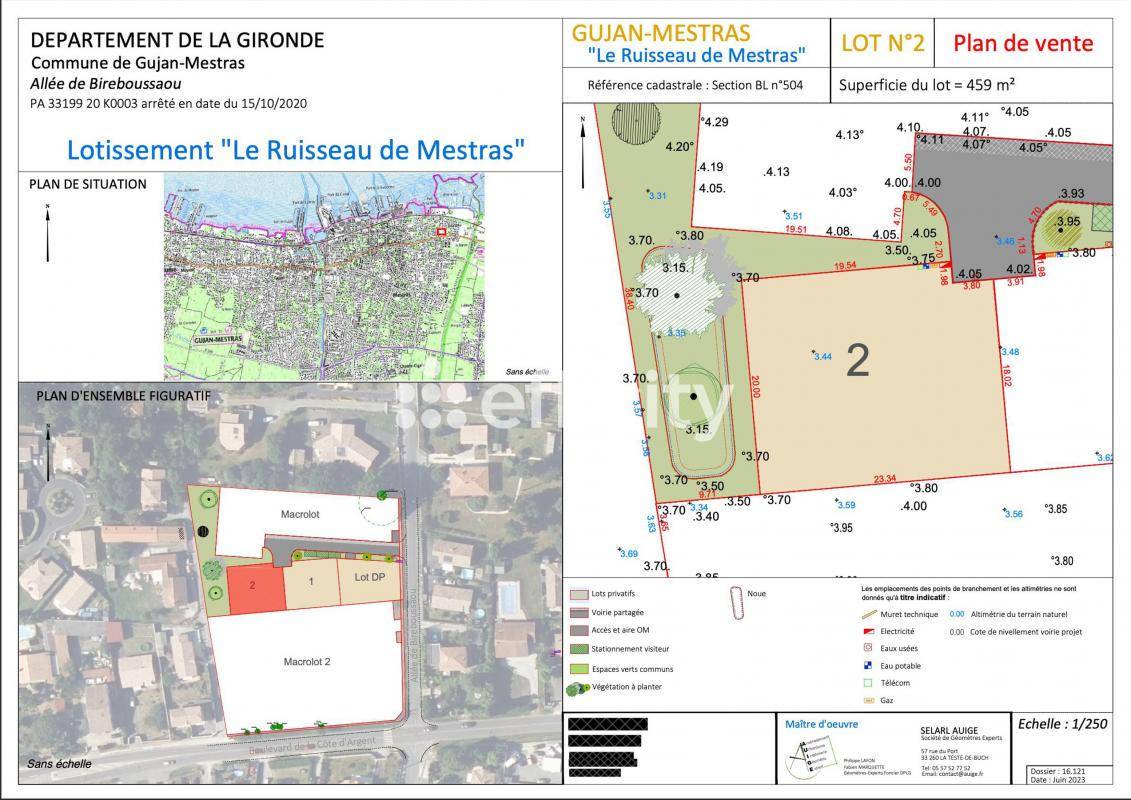 Terrain seul à Gujan-Mestras en Gironde (33) de 459 m² à vendre au prix de 265000€ - 2