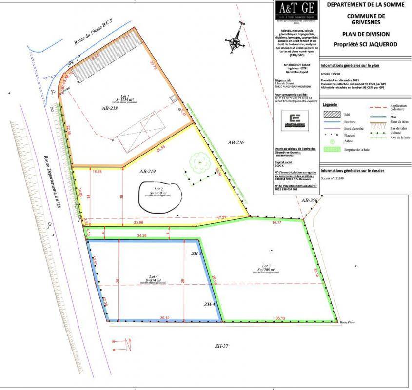 Terrain seul à Grivesnes en Somme (80) de 1059 m² à vendre au prix de 53000€ - 2