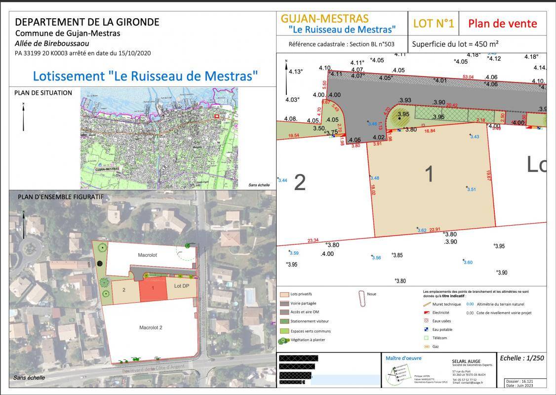 Terrain seul à Gujan-Mestras en Gironde (33) de 450 m² à vendre au prix de 265000€ - 2