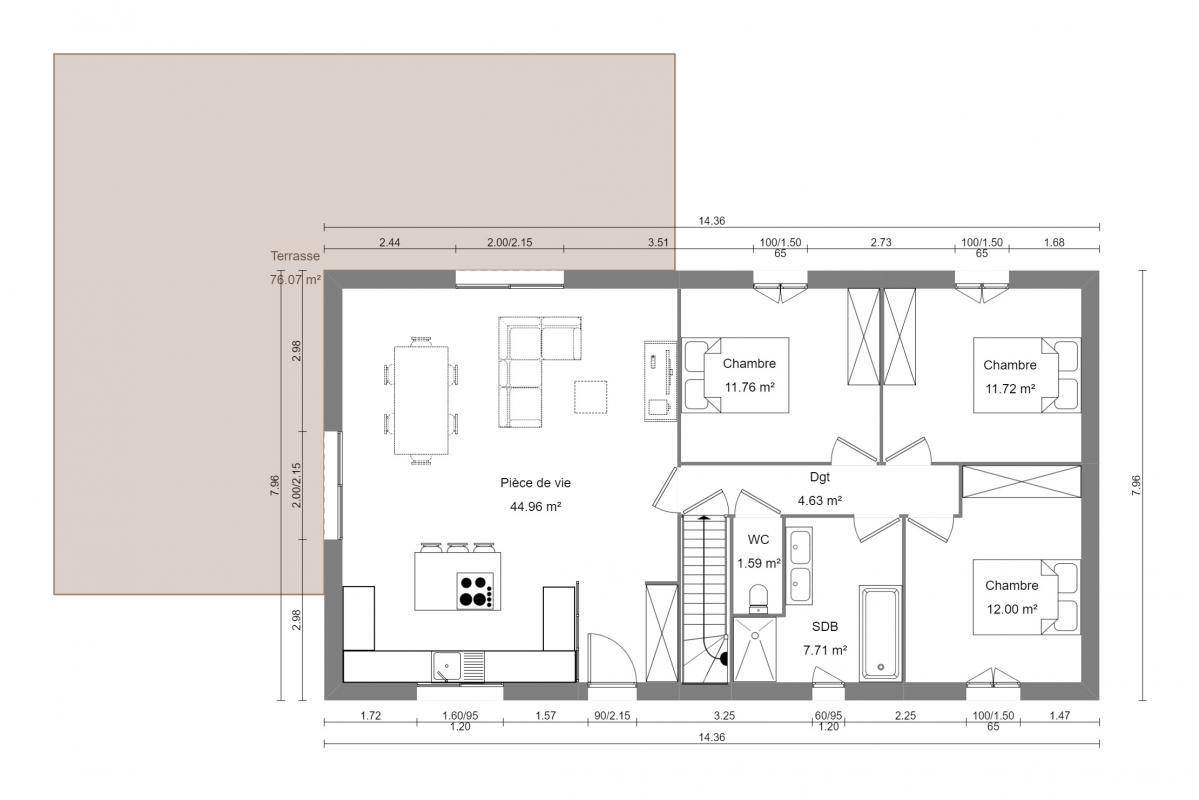 Programme terrain + maison à Aubeterre en Aube (10) de 95 m² à vendre au prix de 209000€ - 3
