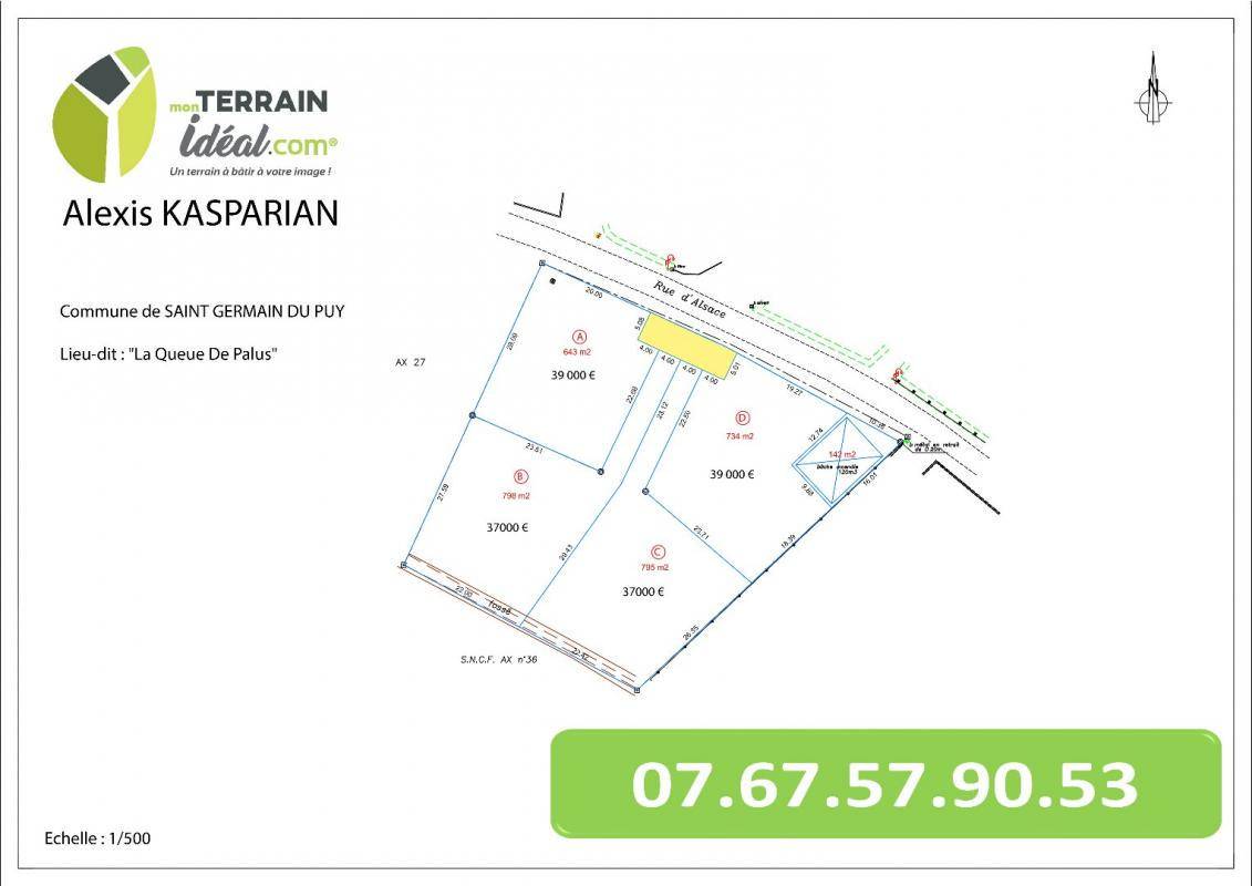 Terrain seul à Saint-Germain-du-Puy en Cher (18) de 798 m² à vendre au prix de 37000€ - 3