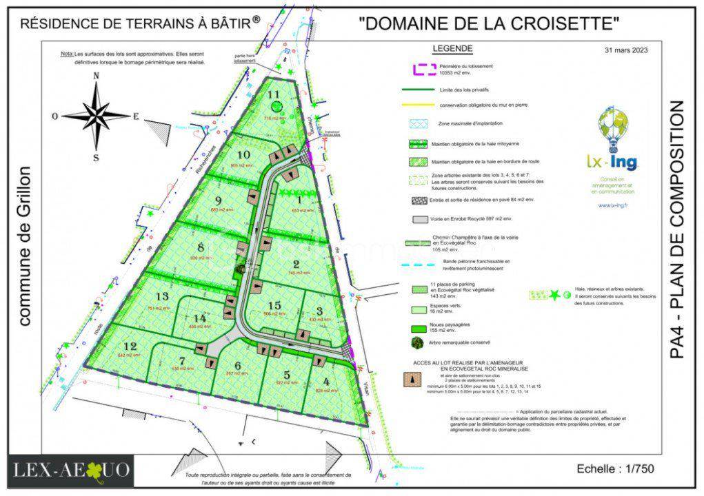 Terrain seul à Grillon en Vaucluse (84) de 751 m² à vendre au prix de 123000€ - 2
