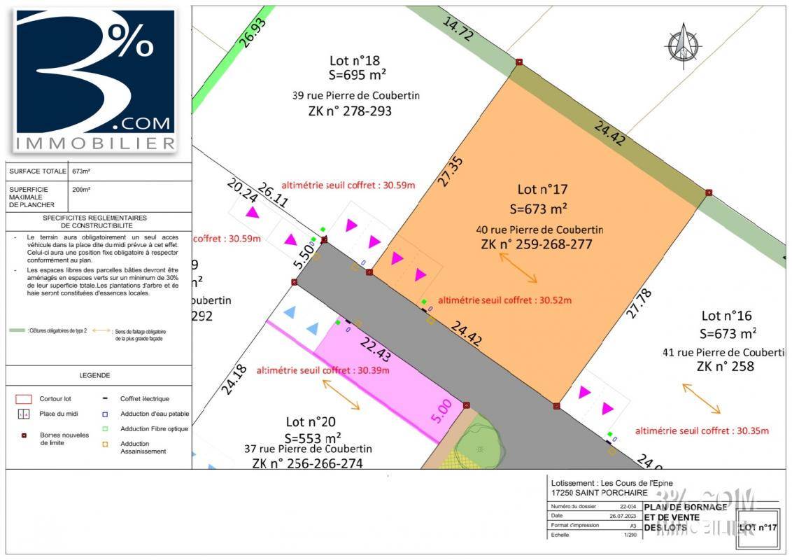Terrain seul à Saint-Porchaire en Charente-Maritime (17) de 673 m² à vendre au prix de 66000€ - 2