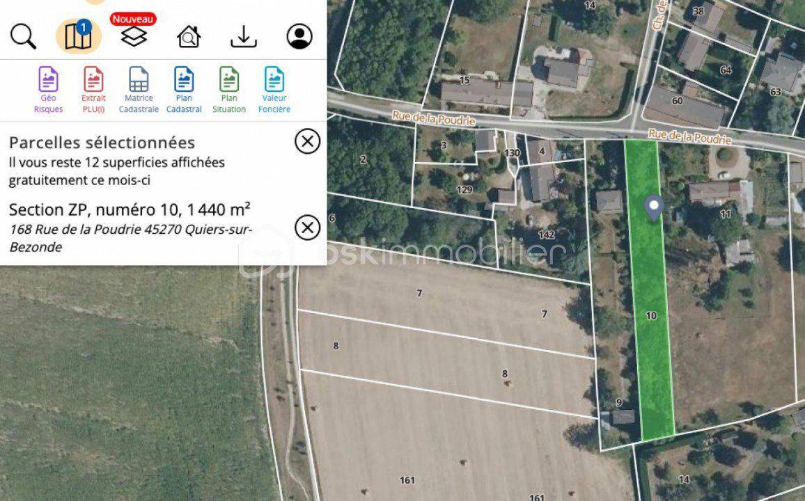 Terrain seul à Quiers-sur-Bézonde en Loiret (45) de 1440 m² à vendre au prix de 19000€ - 2