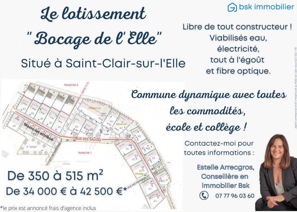 Terrain seul à Saint-Clair-sur-l'Elle en Manche (50) de 384 m² à vendre au prix de 34000€
