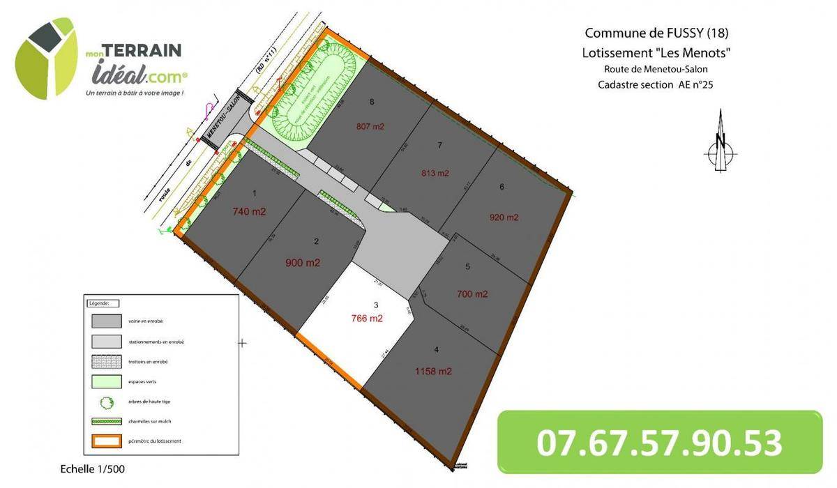 Terrain seul à Fussy en Cher (18) de 766 m² à vendre au prix de 64000€ - 1