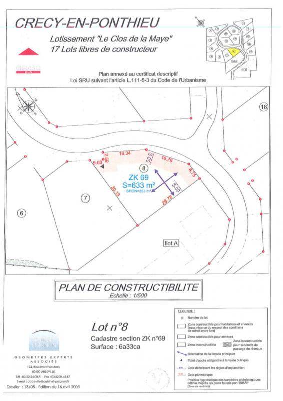 Terrain seul à Crécy-en-Ponthieu en Somme (80) de 0 m² à vendre au prix de 38300€ - 4