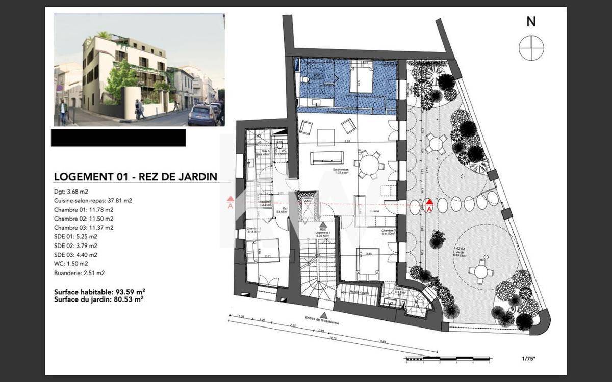 Image de l'annonce APPARTEMENT DE 93 M2 AVEC JARDIN PRIVATIF…