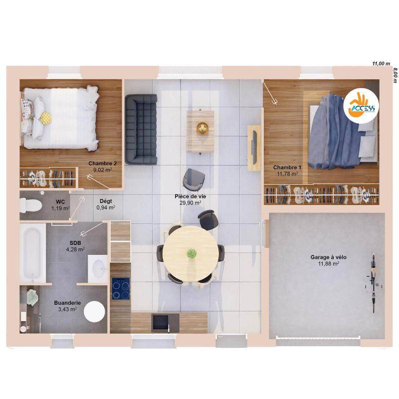 Image de l'annonce Maison 4 pièces 61 m2